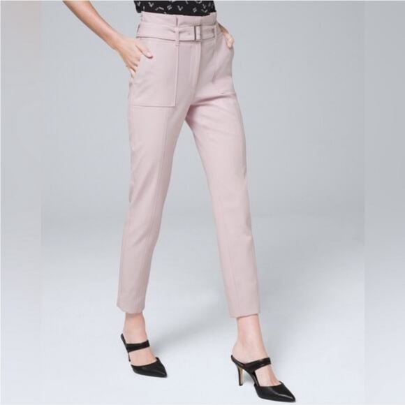 White House Black Market Pants - White House Black Market Women's Mauve Belted Trousers